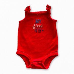Carter’s Baby Girls My First 4th Sleeveless Ruffle Romper Onesie Size 9 Months
